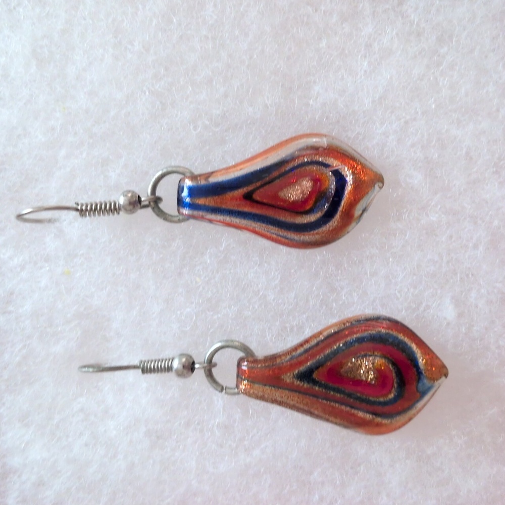 Murano Glass Swirl Earrings - Picture 2 of 4